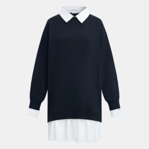 Contrast Fabric Drop Shoulder Midi Dress