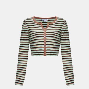 Standard Sleeve Crew Neck Knitted Cardigan