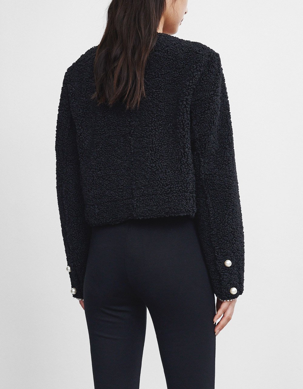 Faux Pearl Button Dual Pocket Jacket - Image 4
