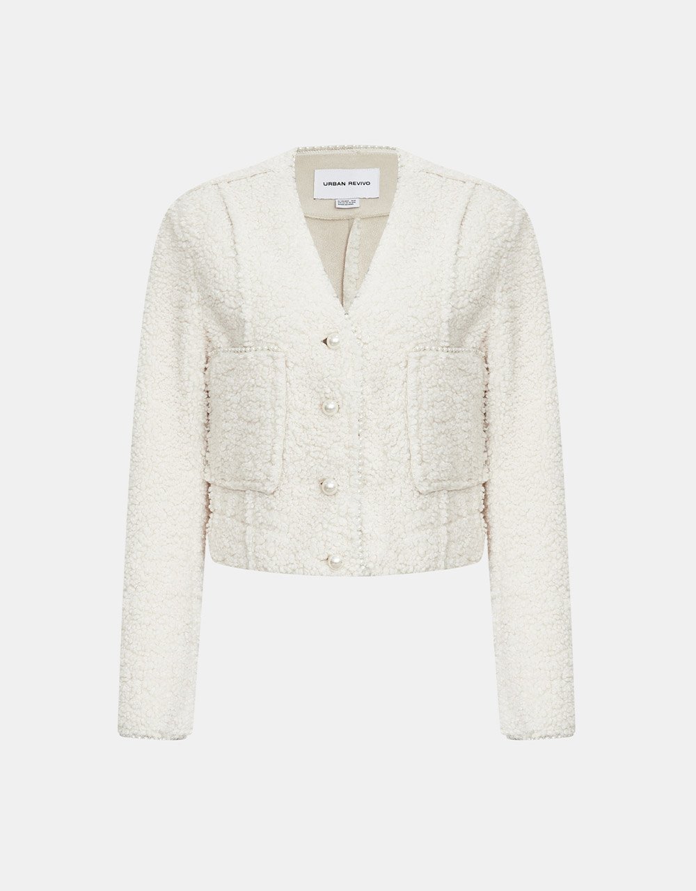 Faux Pearl Button Dual Pocket Jacket - Image 7