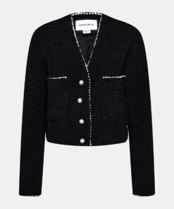 Faux Pearl Button Dual Pocket Jacket